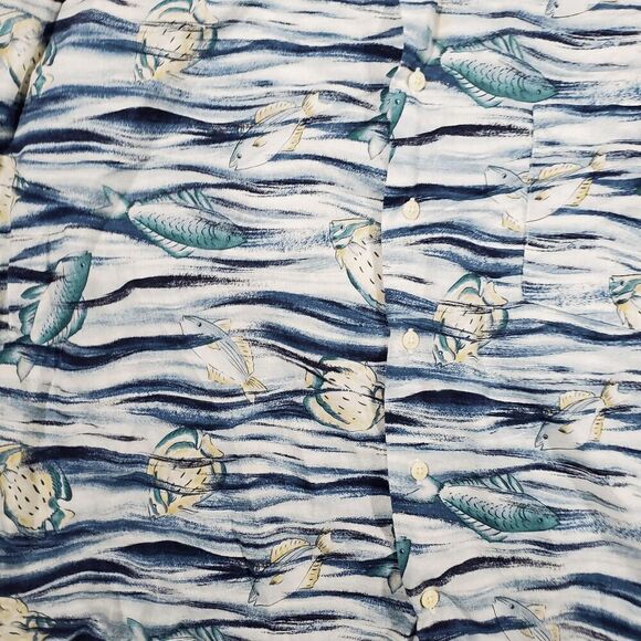 Chaps Ralph Lauren Shirt Mens XL Blue Fishing Fathers Day Collared Button Down - Picture 6 of 10